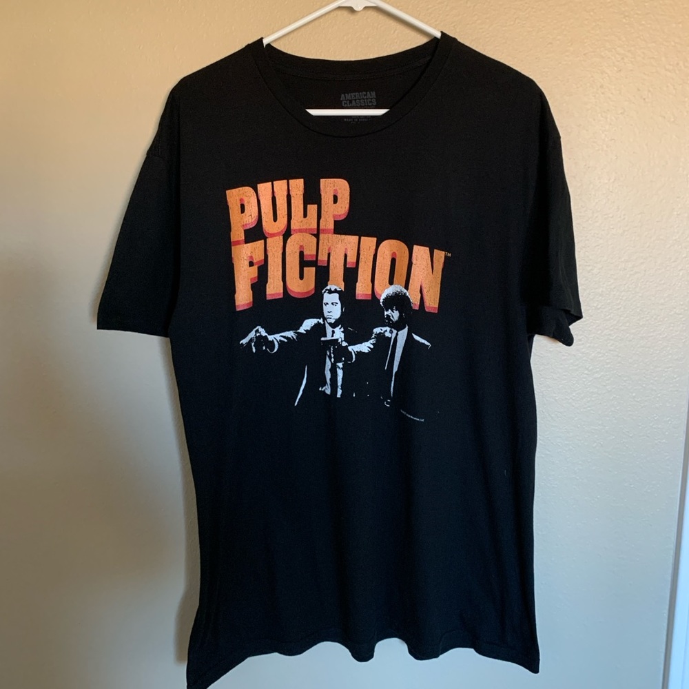 Men Pulp Fiction Movie Black Shirt Cotton Large. Used Good Condition.